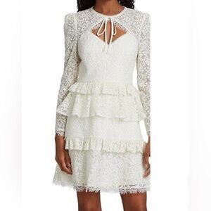 NWT monique lhuillier lacey white mini dress